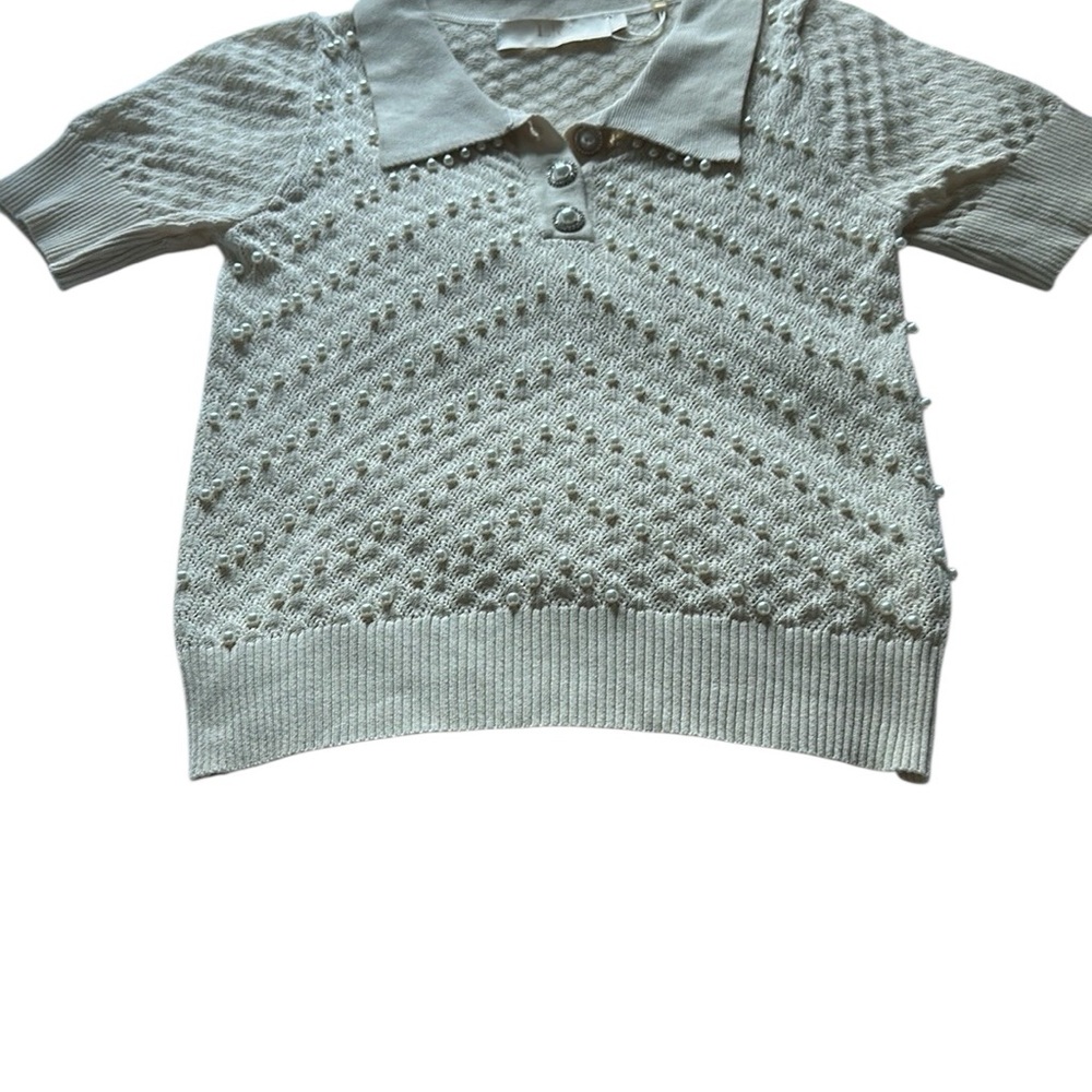 LC LIZETTE COLLECTION Women's Cream Sweater with beautiful pearl Button Detail